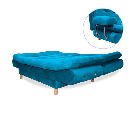 Sofá Cama Keller Turquesa 175x90cm con Dos Cojines - Sofas y Poltronas | Bylmo