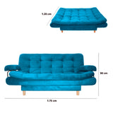 Sofá Cama Keller Turquesa 175x90cm con Dos Cojines - Sofas y Poltronas | Bylmo