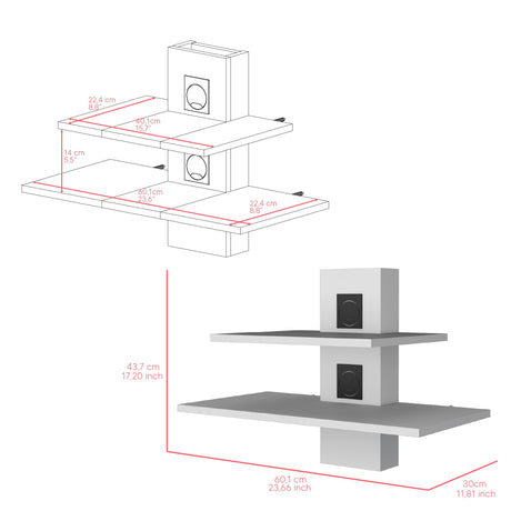 Repisa para TV Burgos Blanco 60.1x43.7cm Para TV hasta 45 Pulgadas - Muebles de TV | Bylmo
