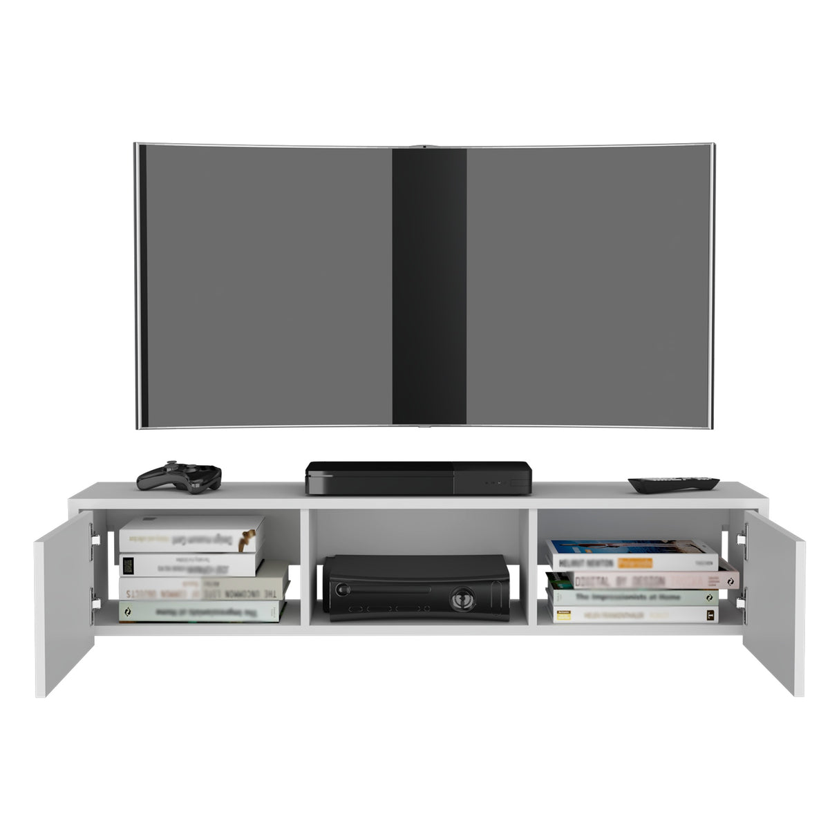 Repisa para TV Glen Blanco 125.1x26.8cm Flotante con Ranuras para Cables - MUEBLES DE TV | Bylmo