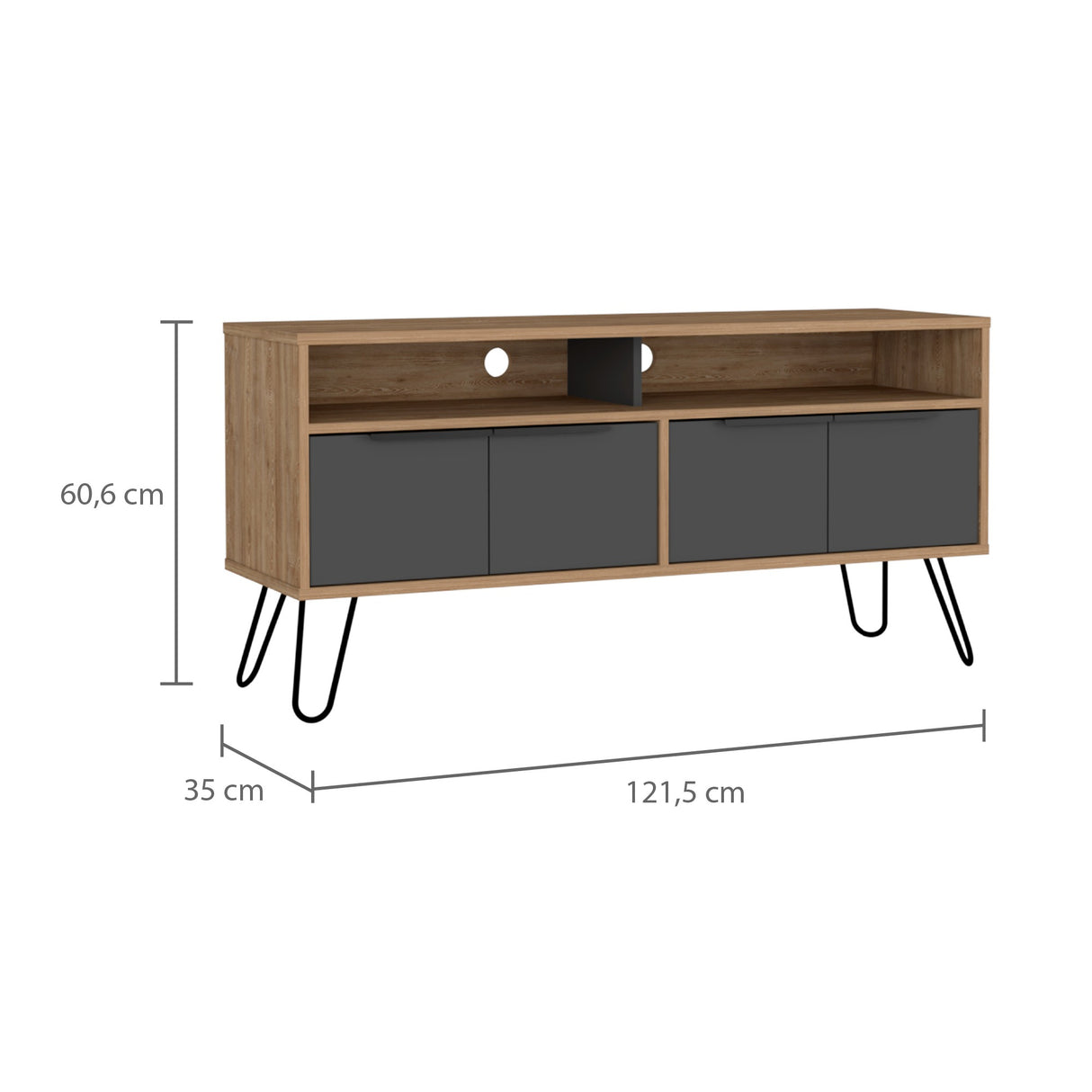 Mesa para TV Vegas Miel 121.5x60.6cm Para TV hasta 55 Pulgadas - Muebles de TV | Bylmo