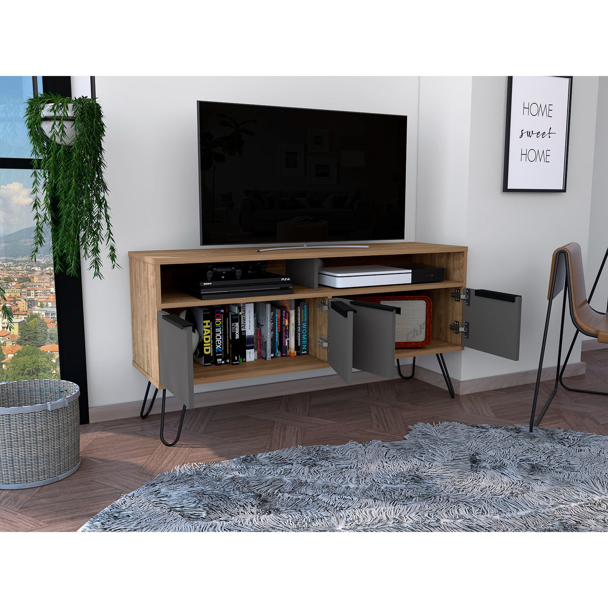 Mesa para TV Vegas Miel 121.5x60.6cm Para TV hasta 55 Pulgadas - Muebles de TV | Bylmo