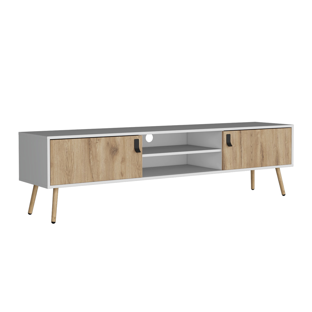Rack de TV Huna Macadamia 180x48cm Para TV hasta 75 Pulgadas - MUEBLES DE TV | Bylmo
