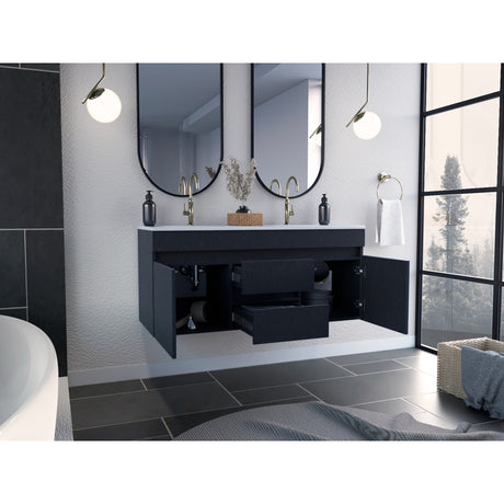 Mueble para Baño Doble Aydin Wengue 120x52 con Dos Cajones. - Muebles para Lavamanos | Bylmo
