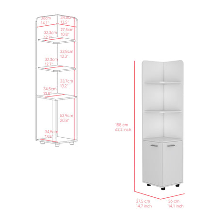 Mueble para Baño Esquinero Malibu Blanco 37.5x158 cm con Entrepaños - Muebles para Baño | Bylmo
