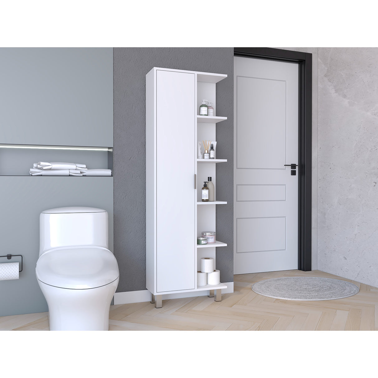 Armario de Baño Crovie Blanco 53.2x160cm con Entrepaños - Muebles para Baño | Bylmo