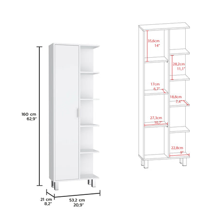 Armario de Baño Crovie Blanco 53.2x160cm con Entrepaños - Muebles para Baño | Bylmo
