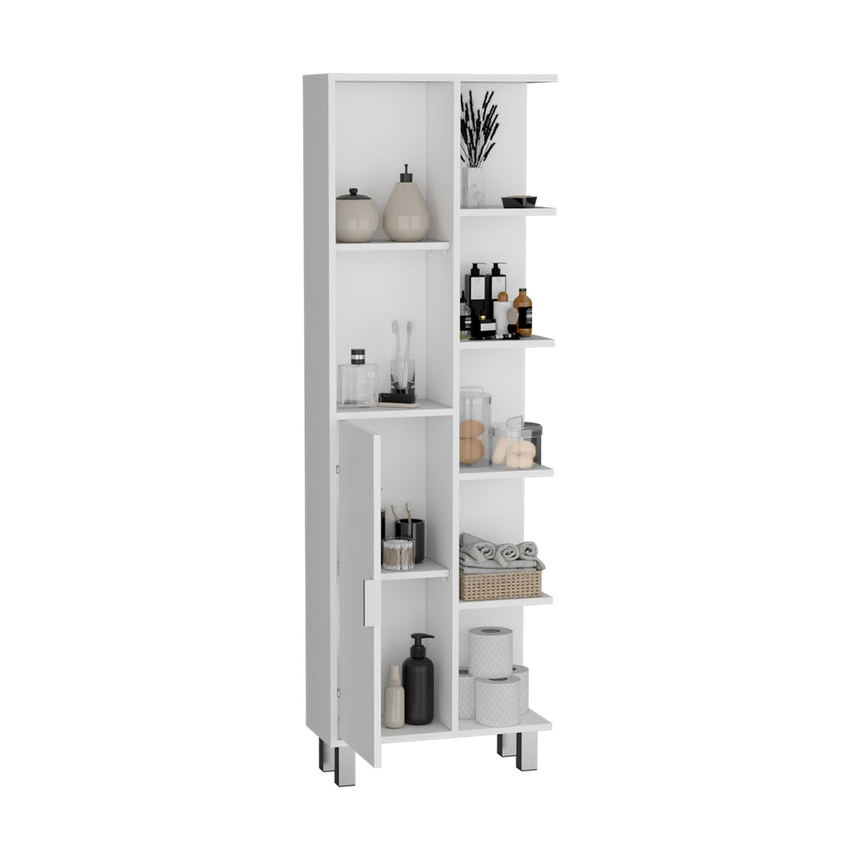 Armario de Baño Tain Blanco 53.2x160cm con Entrepaños - Muebles para Baño | Bylmo