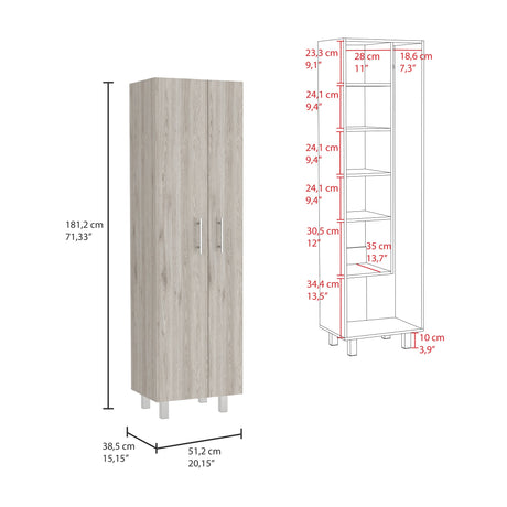 Organizador de Aseo Nala Ceniza 51.2x181.2cm con Colgadero de Escobas - Muebles de Aseo y Ropas | Bylmo