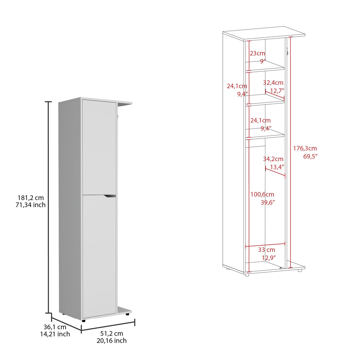 Organizador de Aseo Austin Blanco 51.2x181.2cm con Dos Puertas - Muebles de Aseo y Ropas | Bylmo