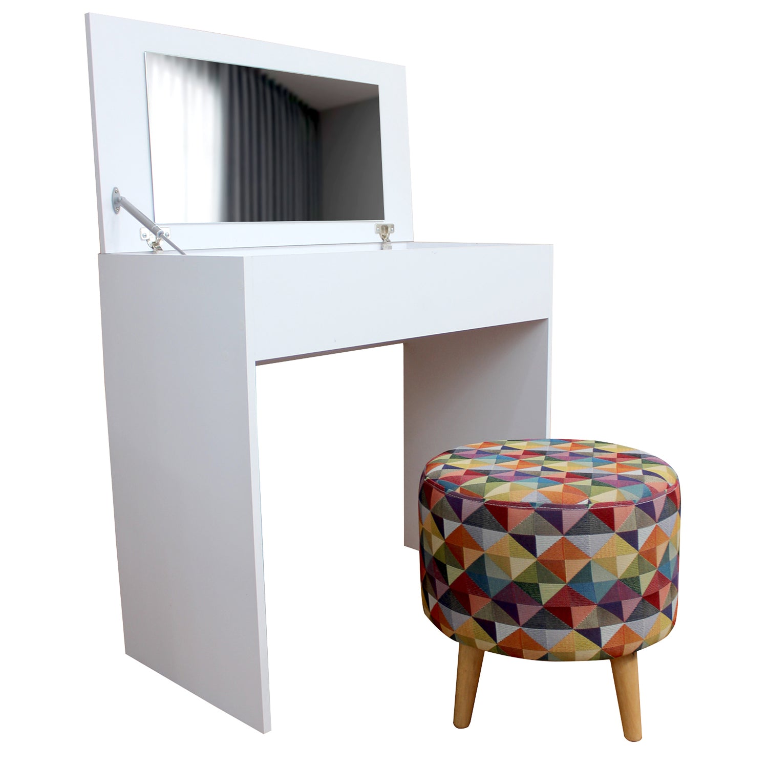 Tocador Marcoma Blanco 76x80cm con Puff Multicolor - Tocadores | Bylmo