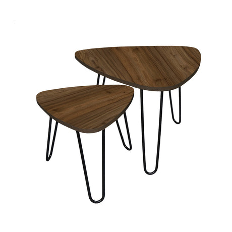 Set X2 Mesas de Centro Shine Amaretto 40x40cm y 40x35cm Triangulares - Mesas de Centro | Bylmo