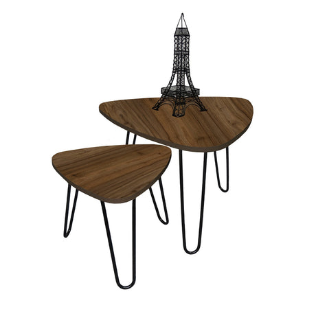 Set X2 Mesas de Centro Shine Amaretto 40x40cm y 40x35cm Triangulares - Mesas de Centro | Bylmo