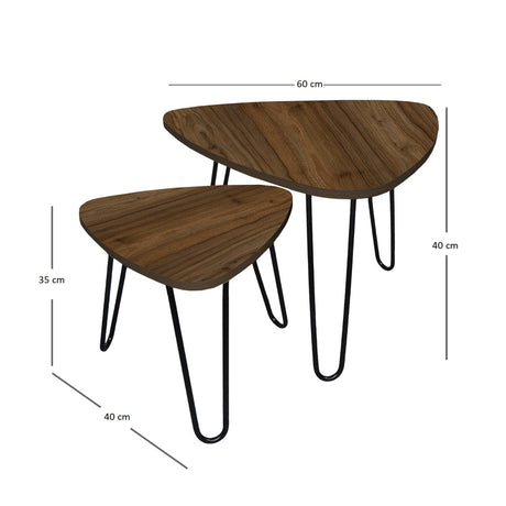 Set X2 Mesas de Centro Shine Amaretto 40x40cm y 40x35cm Triangulares - Mesas de Centro | Bylmo