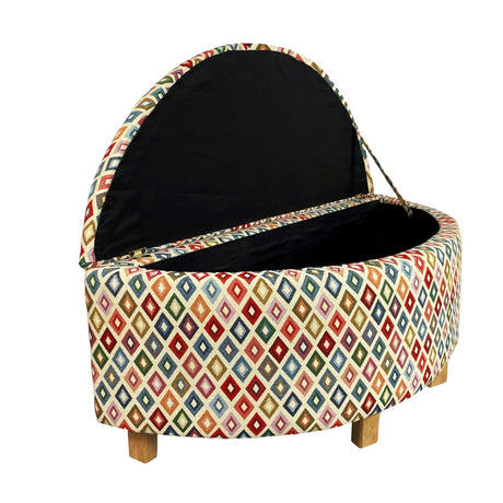 Banqueta Moon Media Luna Gobelino 100x42cm Multicolor con Baul - Sofas y Poltronas | Bylmo