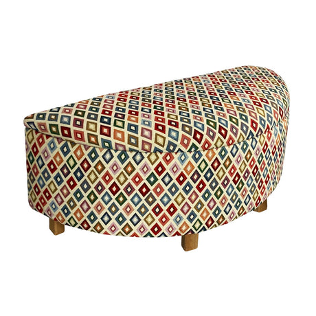 Banqueta Moon Media Luna Gobelino 100x42cm Multicolor con Baul - Sofas y Poltronas | Bylmo