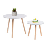 Set X2 Mesas de Centro Bolillo Blanco 45x40cm Circular - Mesas de Centro | Bylmo