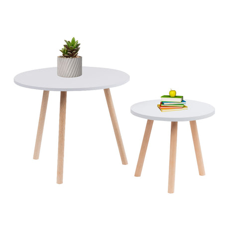 Set X2 Mesas de Centro Bolillo Blanco 45x40cm Circular - Mesas de Centro | Bylmo