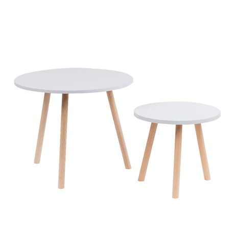 Set X2 Mesas de Centro Bolillo Blanco 45x40cm Circular - Mesas de Centro | Bylmo