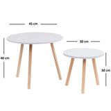 Set X2 Mesas de Centro Bolillo Blanco 45x40cm Circular - Mesas de Centro | Bylmo