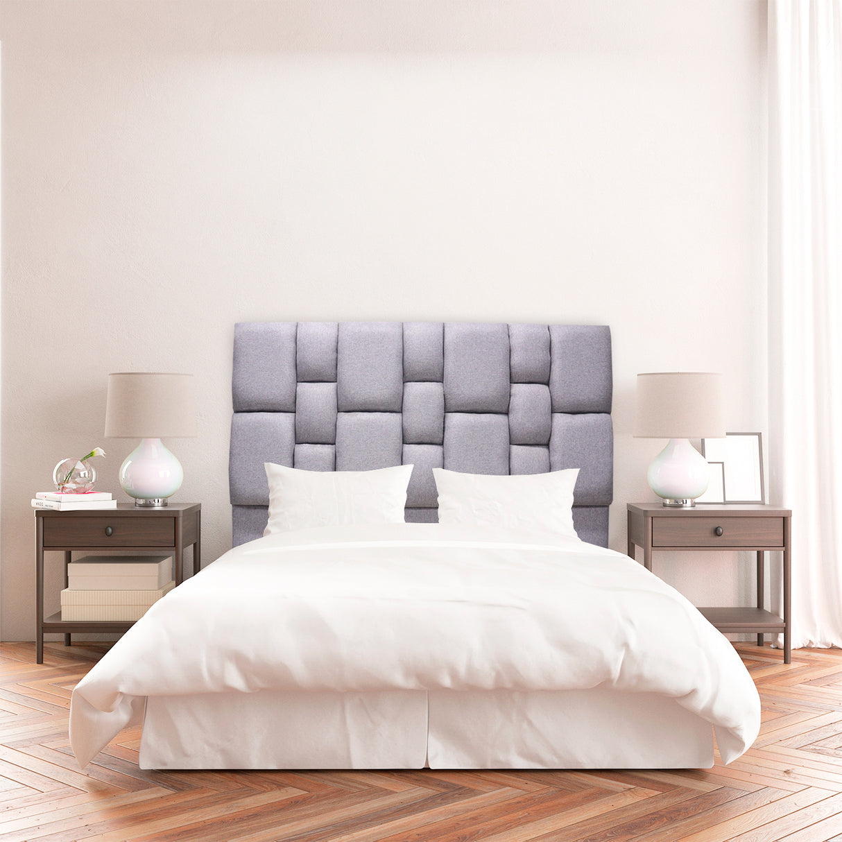 Cabecero de Piso Kramer Gris Claro 140x110cm Para Cama Doble - Cabeceros | Bylmo