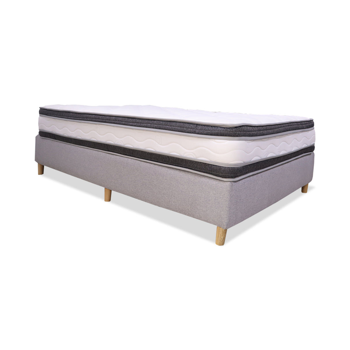 Combo Base Cama y Colchón Blaser Gris Claro 120x190cm Semidoble - Camas | Bylmo