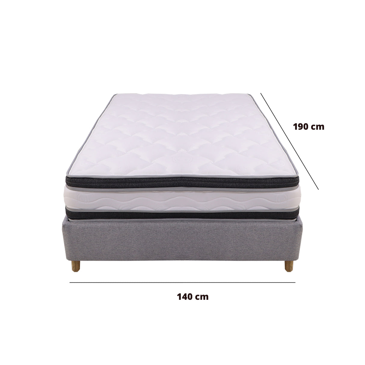Combo Base Cama y Colchón Blaser Gris Claro 140x190cm Doble - Camas | Bylmo