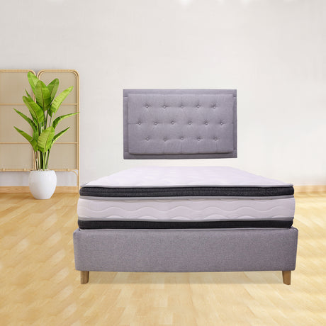 Combo Base Cama y Colchón Blaser Gris Claro 120x190cm Semidoble con Espaldar - Camas | Bylmo