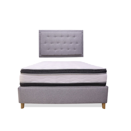Combo Base Cama y Colchón Blaser Gris Claro 140x190cm Doble con Espaldar - Camas | Bylmo