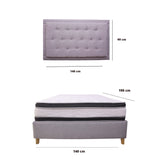 Combo Base Cama y Colchón Blaser Gris Claro 140x190cm Doble con Espaldar - Camas | Bylmo