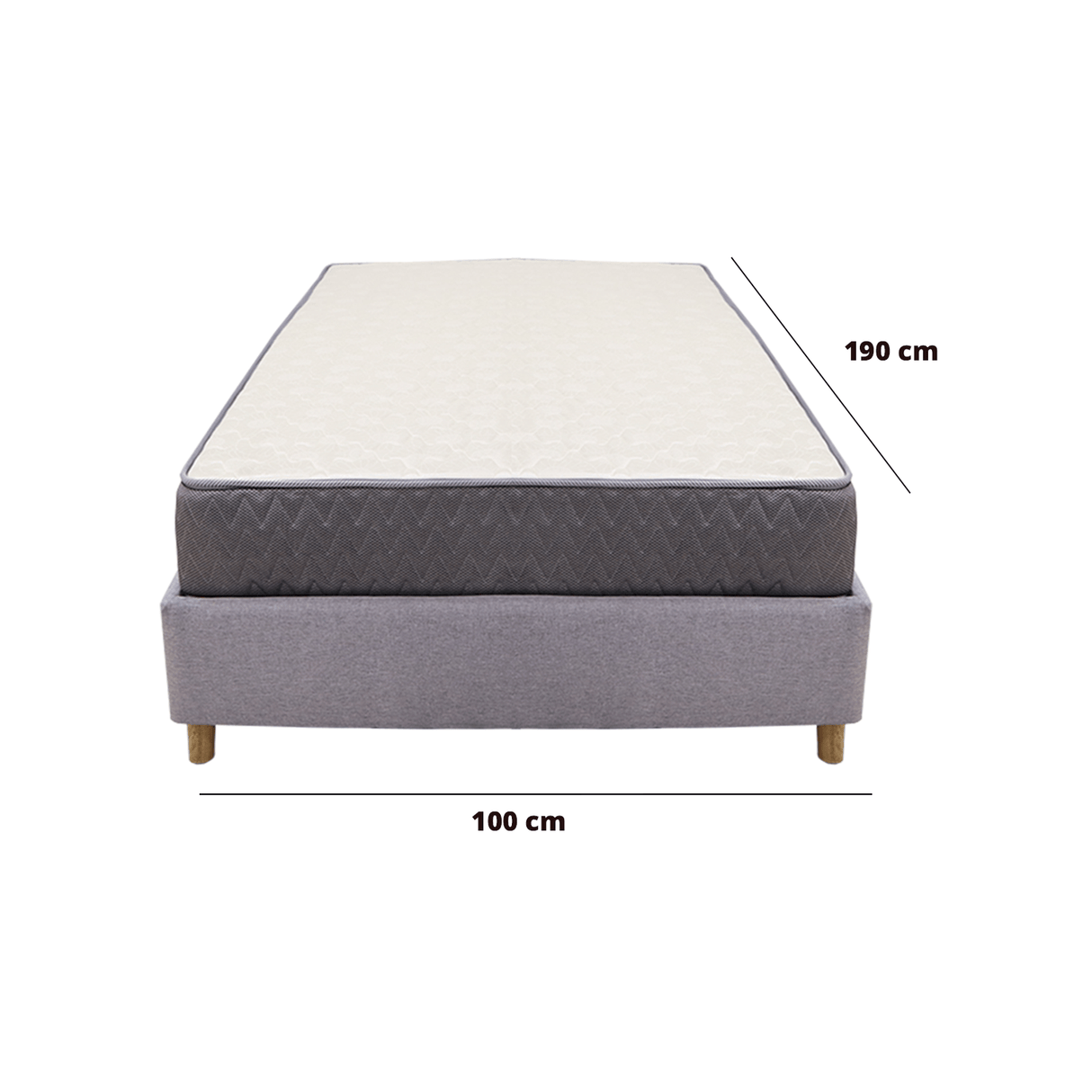 Combo Base Cama y Colchón Tanner Gris Claro 100x190cm Sencillo - Camas | Bylmo
