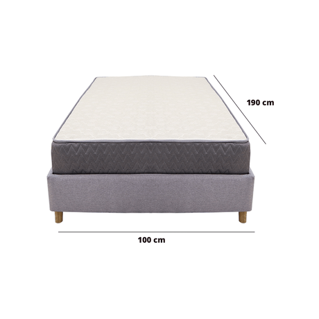 Combo Base Cama y Colchón Tanner Gris Claro 100x190cm Sencillo - Camas | Bylmo