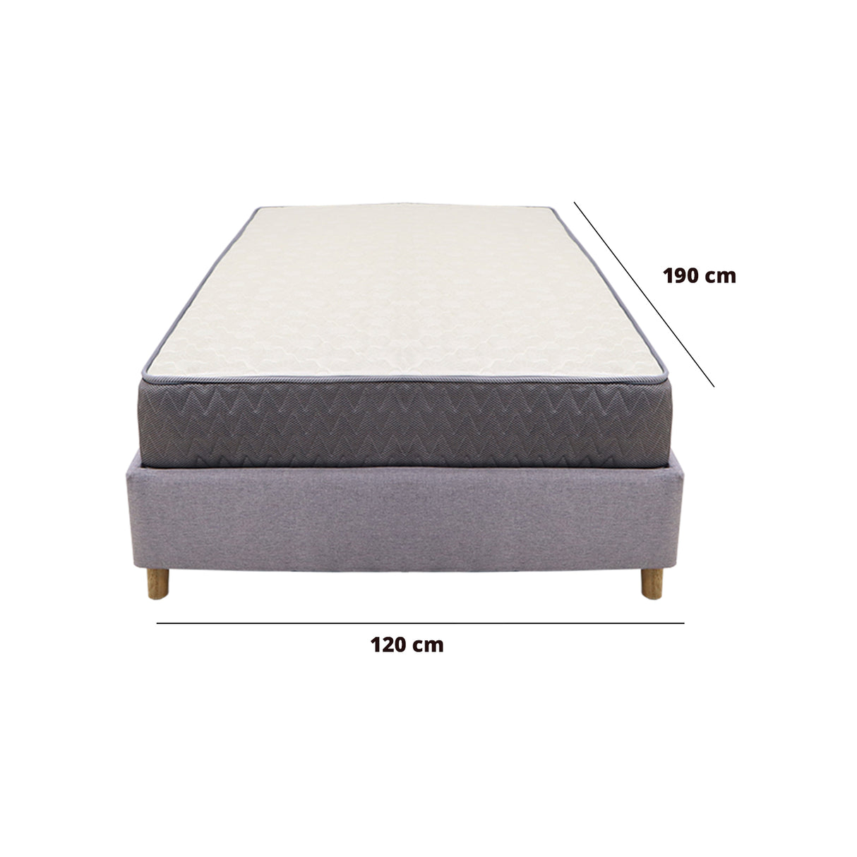 Combo Base Cama y Colchón Tanner Gris Claro 120x190cm Semidoble - Camas | Bylmo