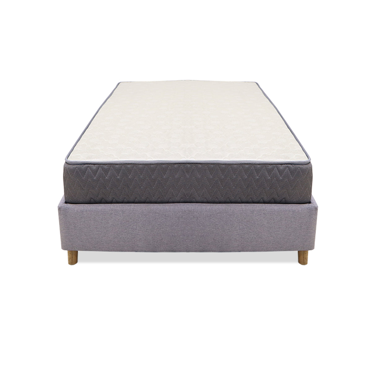 Combo Base Cama y Colchón Tanner Gris Claro 140x190cm Doble - Camas | Bylmo