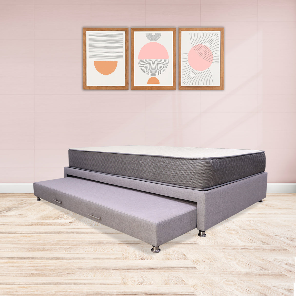 Combo Cama Tarima y Colchón Tanner Gris Claro 140x190cm Doble - Camas | Bylmo