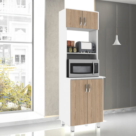 Alacena Anfesa Blanco Nevado 60X200cm con Patas - Alacenas y Muebles Microondas | Bylmo