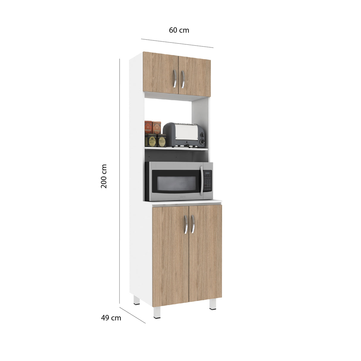 Alacena Anfesa Blanco Nevado 60X200cm con Patas - Alacenas y Muebles Microondas | Bylmo