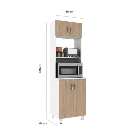 Alacena Anfesa Blanco Nevado 60X200cm con Patas - Alacenas y Muebles Microondas | Bylmo