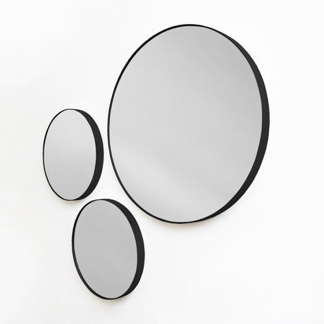 Set x 3 Espejos Visee Redondo Negro 60x60cm con Marco Metálico - Espejos Decorativos | Bylmo