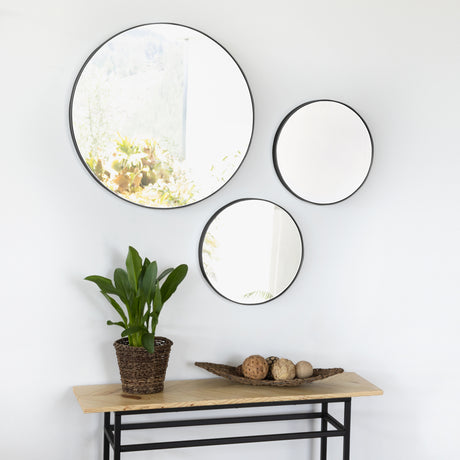 Set x 3 Espejos Visee Redondo Negro 60x60cm con Marco Metálico - Espejos Decorativos | Bylmo