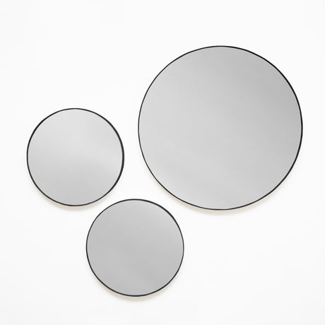 Set x 3 Espejos Visee Redondo Negro 60x60cm con Marco Metálico - Espejos Decorativos | Bylmo
