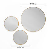 Set x 3 Espejos Visee Redondo Dorado 60x60cm con Marco Metálico - Espejos Decorativos | Bylmo
