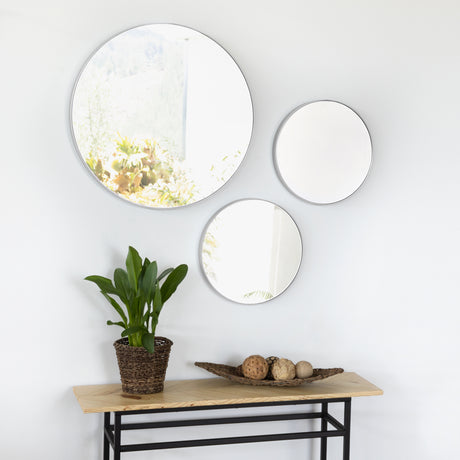 Set x 3 Espejos Visee Redondo Plata 60x60cm con Marco Metálico - Espejos Decorativos | Bylmo
