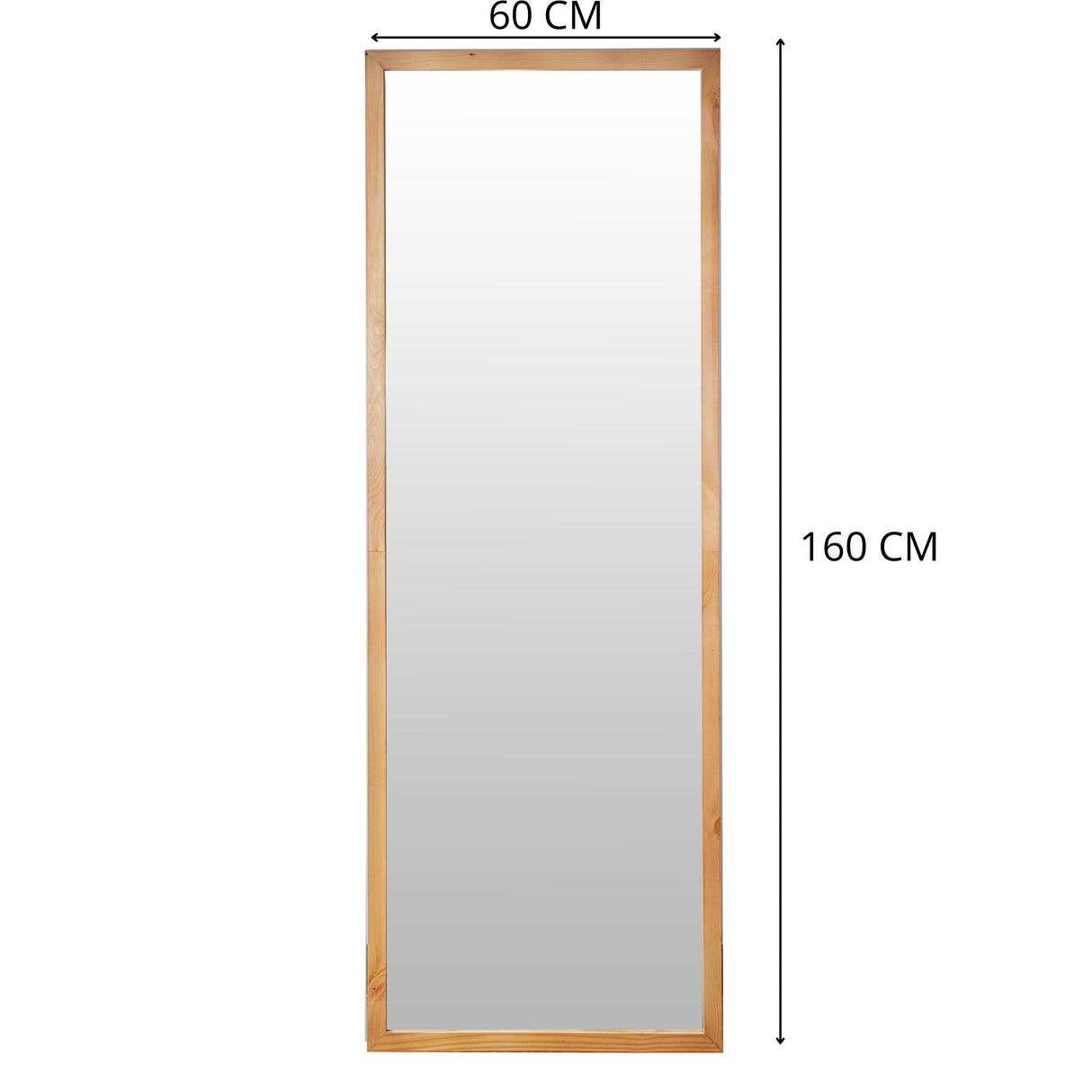 Espejo Dallas Rectangular 60x160cm con Marco en Madera Clara Natural - Espejos Decorativos | Bylmo