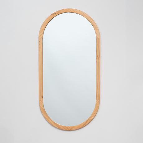 Espejo Visee Ovalado 40x80cm con Marco en Madera Clara Natural - Espejos Decorativos | Bylmo