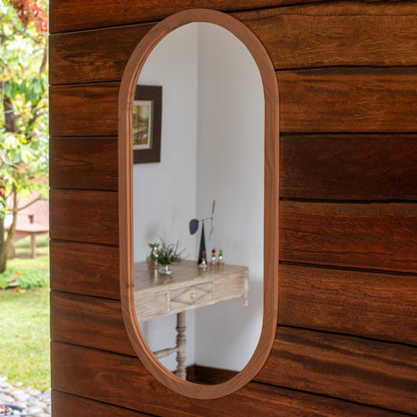 Espejo Visee Ovalado Tabaco 60x120cm con Marco en Madera - Espejos Decorativos | Bylmo