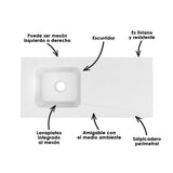 Mesón De Cocina Eco Granito Perla 120x16.4cm Con Pozuelo Para Lado Izquiedo - Mesones de Cocina | Bylmo