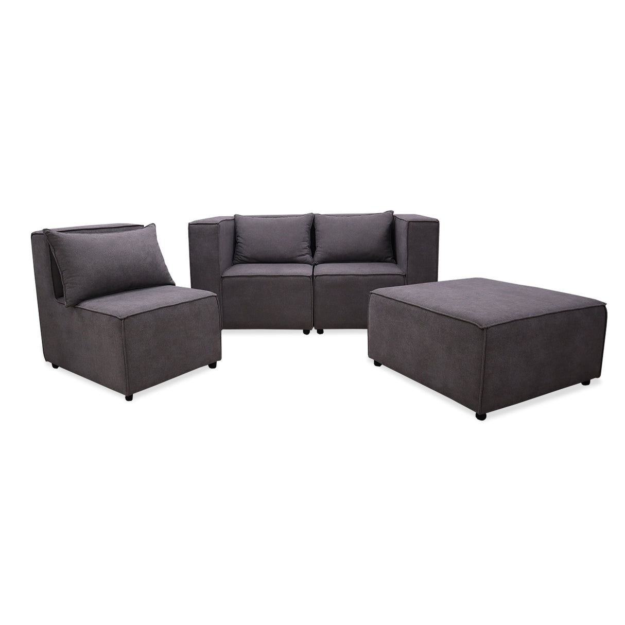 Sofá en L Hofer Gris 70x75cm Modular de Cuatro Puestos - Sofas y Poltronas | Bylmo