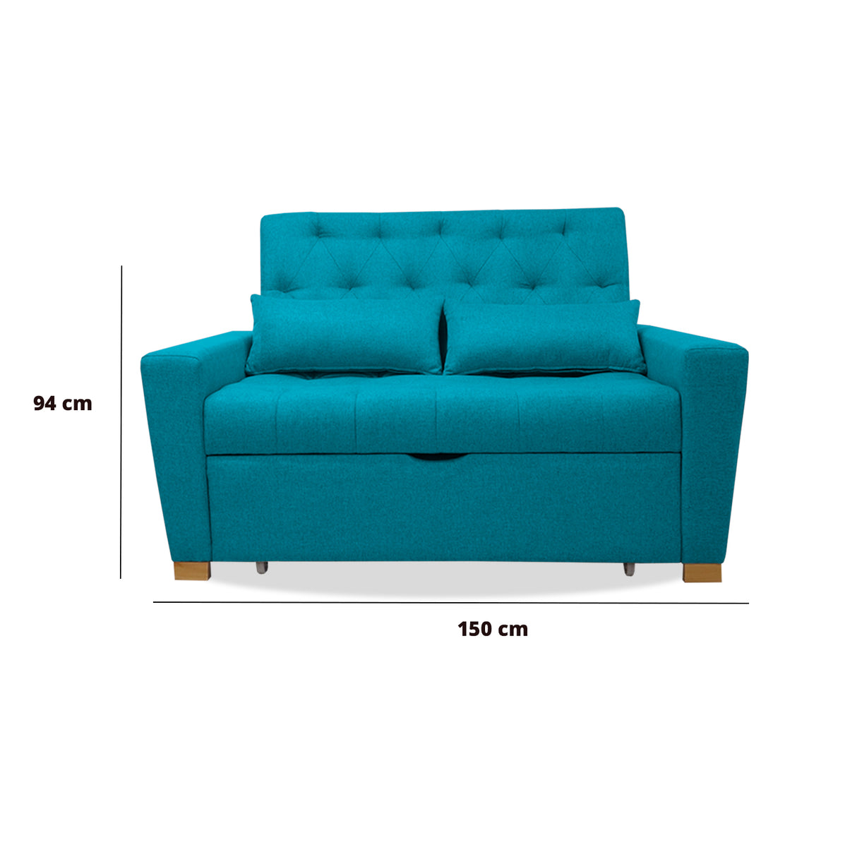 Sofacama Ackerman Turquesa 150x94cm de Dos Puestos - Sofas y Poltronas | Bylmo