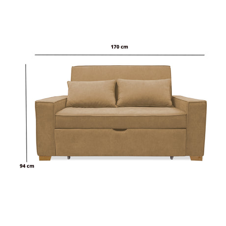 Sofacama Hofer Camel 170x94cm de Dos Puestos - Sofas y Poltronas | Bylmo